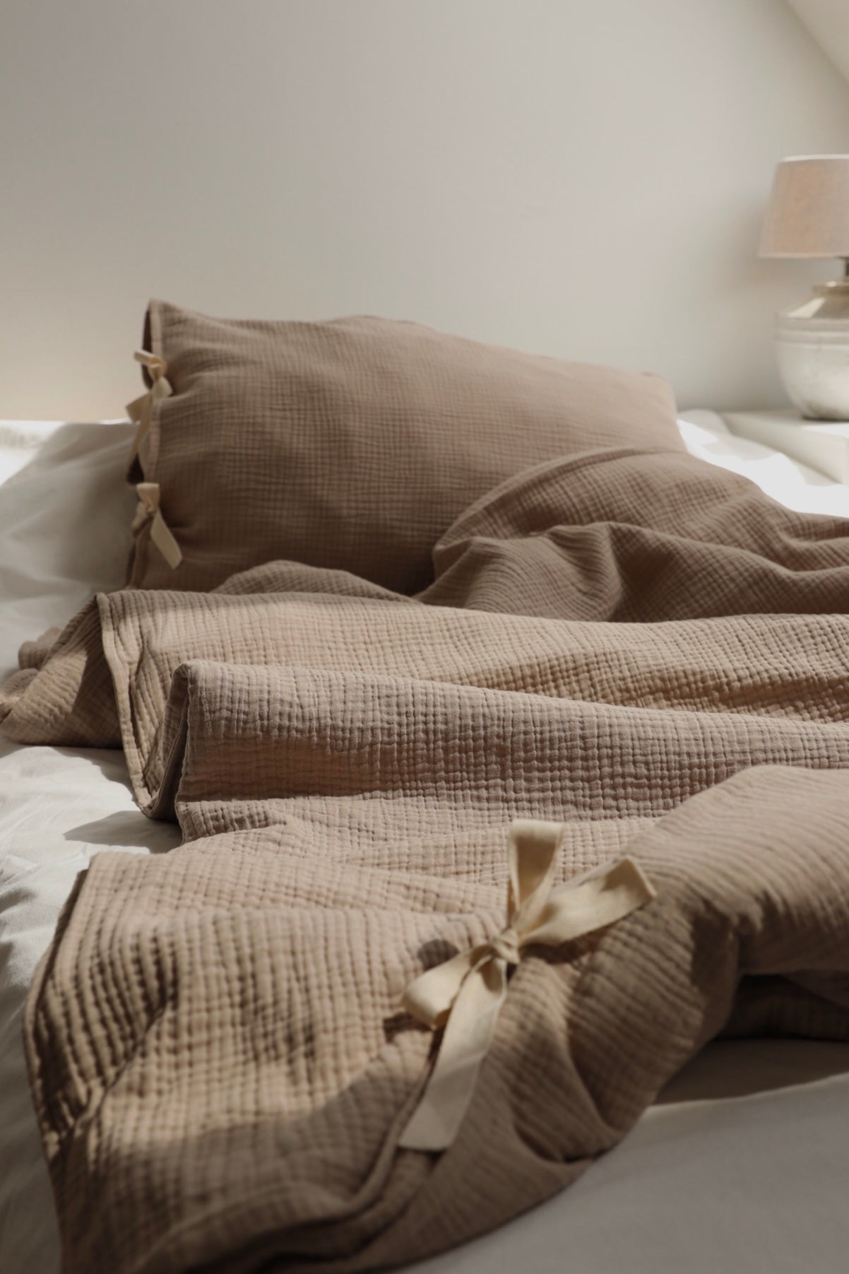 Bettbezug „Beige“ aus Baumwollmusselin